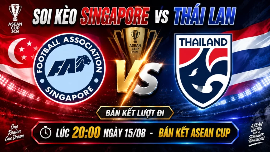 Soi kèo Singapore vs Thái Lan ngày 15/08 - Bán kết lượt đi Asean Cup 2026 Soi kèo Singapore vs Thái Lan ngày 15/08 - Bán kết lượt đi Asean Cup 2026